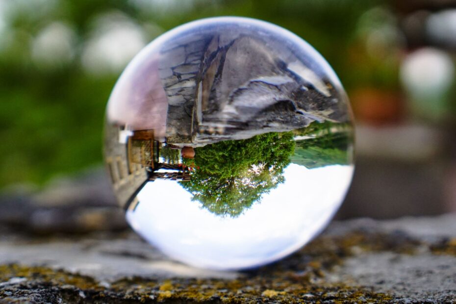 inverted world through glass sphere
